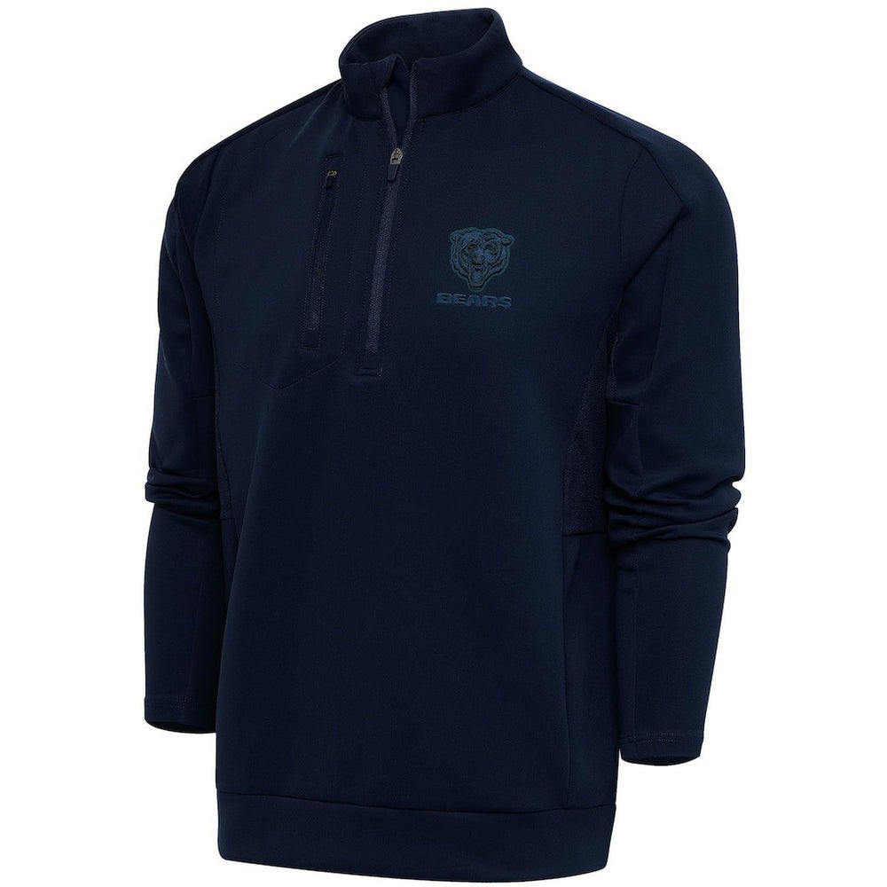 Chicago Bears Antigua Tonal Logo Generation Quarter-Zip Pullover Top Navy