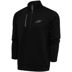 Philadelphia Eagles Antigua Tonal Logo Generation Quarter-Zip Pullover Top Black
