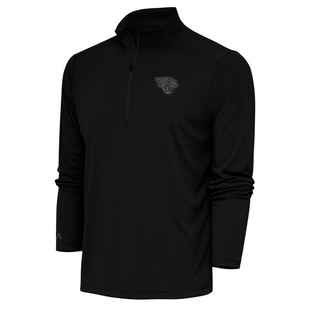 Jacksonville Jaguars Antigua Tonal Logo Tribute Quarter-Zip Pullover Top Black