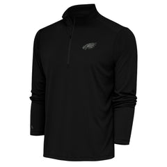 Philadelphia Eagles Antigua Tonal Logo Tribute Quarter-Zip Pullover Top Black