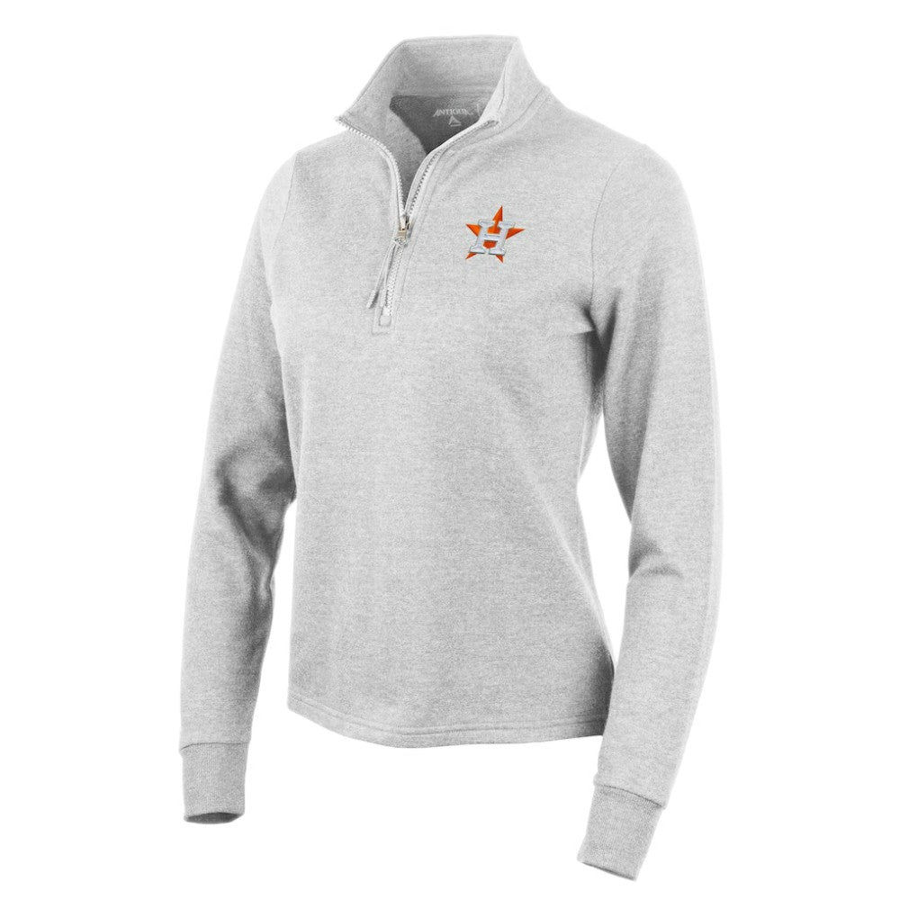 Houston Astros Antigua Women's Action Quarter-Zip Pullover Sweatshirt - Heather Gray Pullover