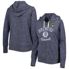 Milwaukee Brewers Touch Women's Training Camp Tri-Blend Lightweight Full-Zip Hoodie - Navy Hoodies