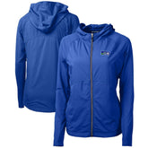 Seattle Seahawks Cutter & Buck Women's Throwback Logo Adapt Eco Knit Hybrid Recycled Full-Zip Hoodie Royal