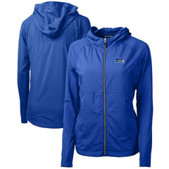 Seattle Seahawks Cutter & Buck Women's Throwback Logo Adapt Eco Knit Hybrid Recycled Full-Zip Hoodie Royal