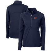 Chicago Bears Cutter & Buck Women's Throwback Logo Adapt Eco Knit Stretch Recycled Half-Zip Pullover Top Navy