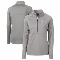 Detroit Lions Cutter & Buck Women's Throwback Logo Adapt Eco Knit Stretch Recycled Half-Zip Pullover Top Gray