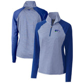 Seattle Seahawks Cutter & Buck Women's Throwback Logo Forge Tonal Stripe Stretch Half-Zip Pullover Top Royal