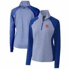 Denver Broncos Cutter & Buck Women's Throwback Logo Forge Tonal Stripe Stretch Half-Zip Pullover Top Royal