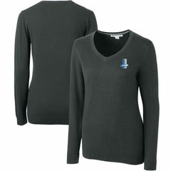 Detroit Lions Cutter & Buck Women's Throwback Logo Lakemont Tri-Blend V-Neck Sweater Heather Charcoal