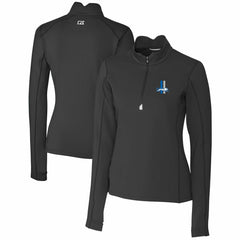 Detroit Lions Cutter & Buck Women's Throwback Logo Traverse Stretch Quarter-Zip Pullover Top Black