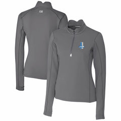 Detroit Lions Cutter & Buck Women's Throwback Logo Traverse Stretch Quarter-Zip Pullover Top Steel