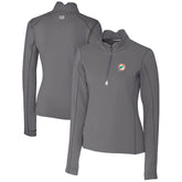 Miami Dolphins Cutter & Buck Women's Throwback Logo Traverse Stretch Quarter-Zip Pullover Top Steel