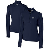 New York Giants Cutter & Buck Women's Throwback Logo Traverse Stretch Quarter-Zip Pullover Top Navy