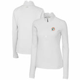 Miami Dolphins Cutter & Buck Women's Throwback Logo Traverse Stretch Quarter-Zip Pullover Top White
