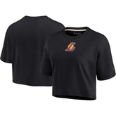 Los Angeles Lakers Women's Elements Super Soft Boxy Cropped T-Shirt Black