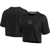 Golden State Warriors Women's Elements Super Soft Boxy Cropped T-Shirt Black