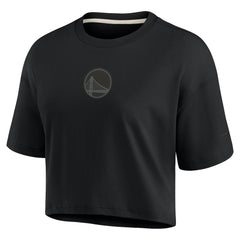 Golden State Warriors Women's Elements Super Soft Boxy Cropped T-Shirt Black