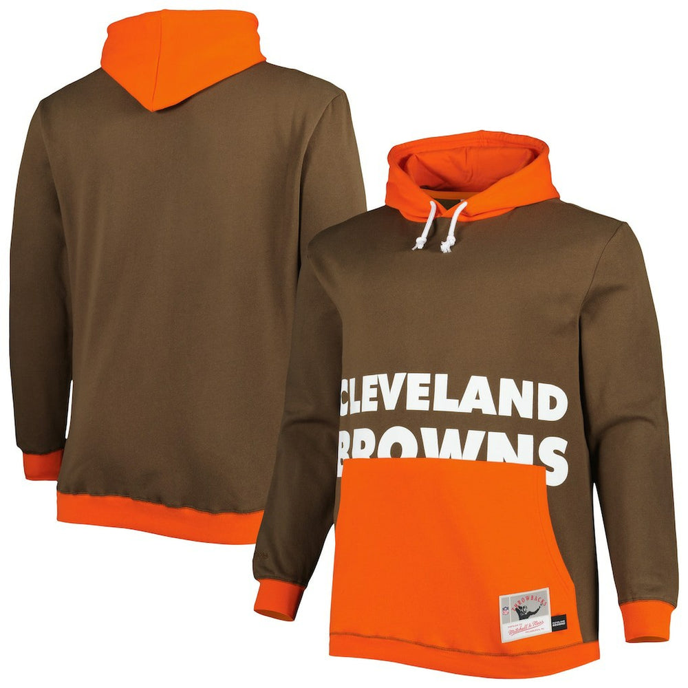 Cleveland Browns Big & Tall Big Face Pullover Hoodie Brown/Orange