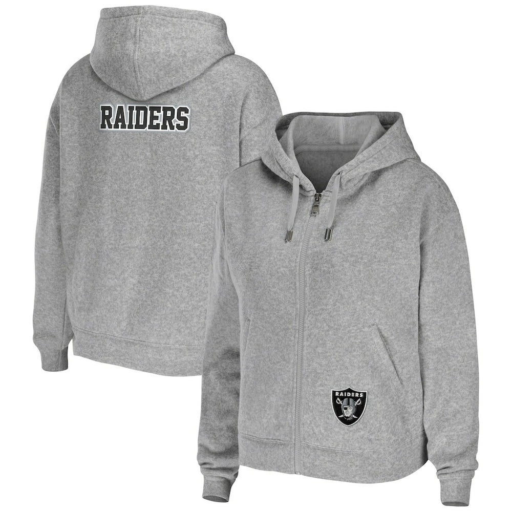 Las Vegas Raiders WEAR by Erin Andrews Women's Team Full-Zip Hoodie Heathered Gray