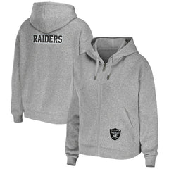 Las Vegas Raiders WEAR by Erin Andrews Women's Team Full-Zip Hoodie Heathered Gray
