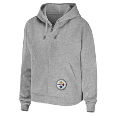 Pittsburgh Steelers WEAR by Erin Andrews Women's Team Full-Zip Hoodie Heathered Gray