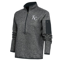 Kansas City Royals Antigua Women's Logo Fortune Quarter-Zip Pullover Jacket - Heather Charcoal Jackets