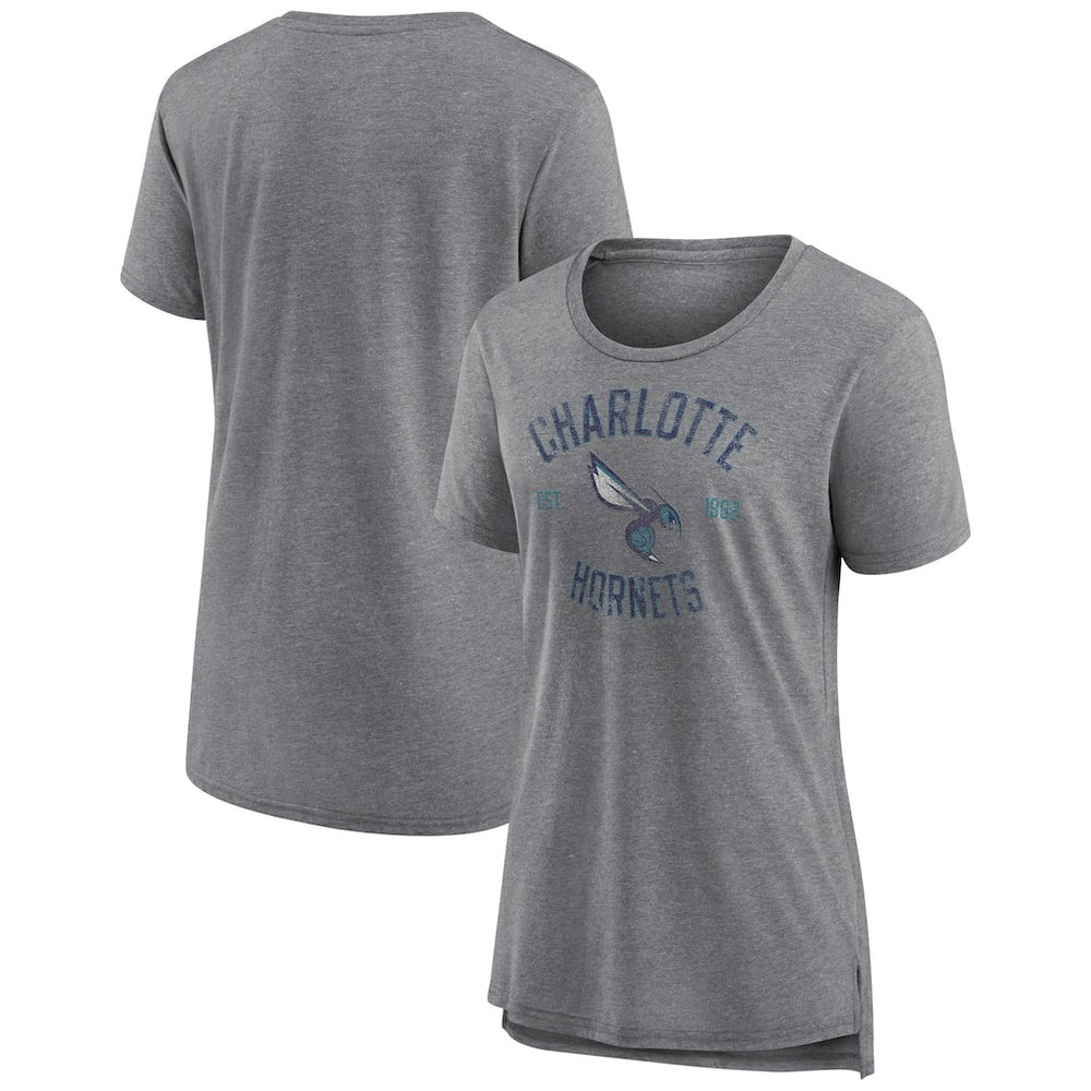 Charlotte Hornets Women's Heritage Tri-Blend T-Shirt Heather Gray