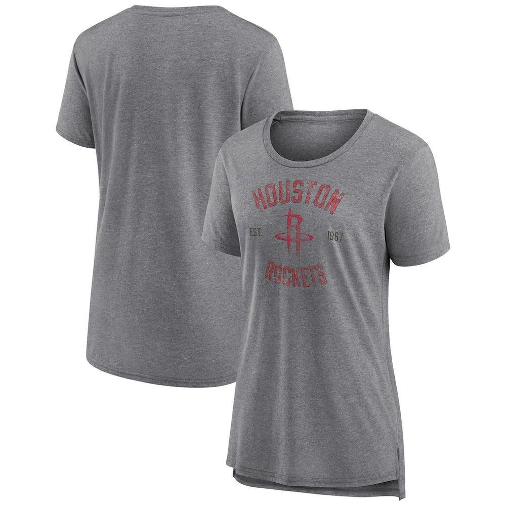 Houston Rockets Women's Heritage Tri-Blend T-Shirt Heather Gray