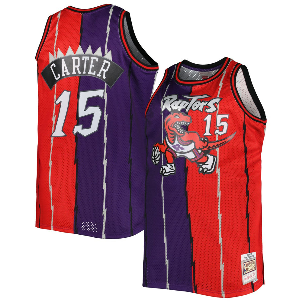 NBA Vince Carter Toronto Raptors Big & Tall Hardwood Classics 1998/99 Split Swingman Jersey - Purple/Red