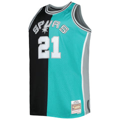 NBA Tim Duncan San Antonio Spurs Big & Tall Hardwood Classics 1998/99 Split Swingman Jersey - Black/Teal