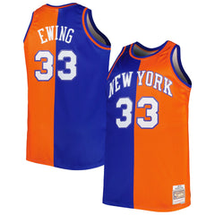 NBA Patrick Ewing New York Knicks Big & Tall Hardwood Classics 1991/92 Split Swingman Jersey - Blue/Orange