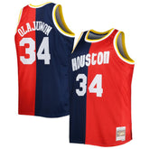 NBA Hakeem Olajuwon Houston Rockets Big & Tall Hardwood Classics 1993/94 Split Swingman Jersey - Navy/Red