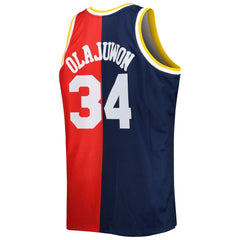 NBA Hakeem Olajuwon Houston Rockets Big & Tall Hardwood Classics 1993/94 Split Swingman Jersey - Navy/Red