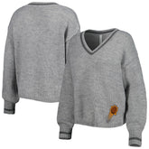 Phoenix Suns Lusso Women's Scarletts Lantern Sleeve Tri-Blend V-Neck Pullover Sweater Gray