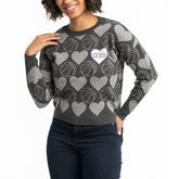 Philadelphia 76ers Lusso Women's Basketball Love Swarovski Crystal Intarsia Pullover Sweater Charcoal