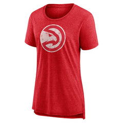 Atlanta Hawks Women's Distressed Logo Tri-Blend T-Shirt Heather Red