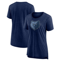 Memphis Grizzlies Women's Distressed Logo Tri-Blend T-Shirt Heather Navy