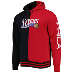 Philadelphia 76ers Big & Tall Hardwood Classics Split Pullover Hoodie Black/Red
