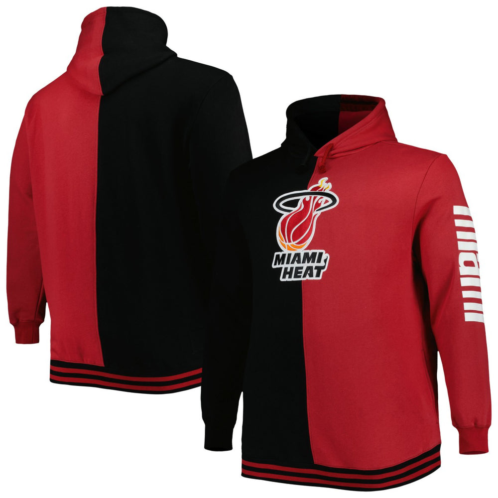 Miami Heat Hardwood Classics Big & Tall Hardwood Classics Split Pullover Hoodie Black/Red