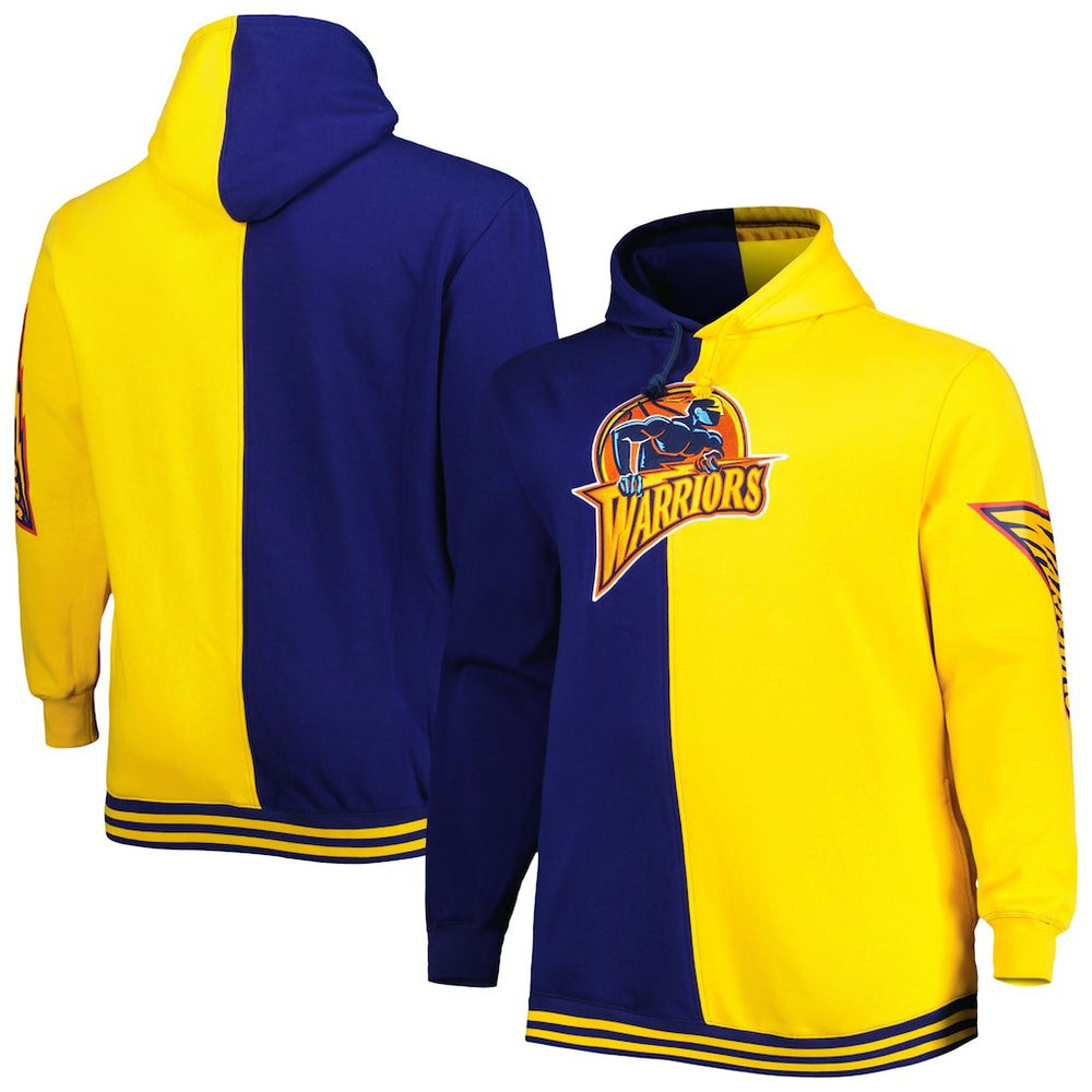 Golden State Warriors Big & Tall Hardwood Classics Split Pullover Hoodie Navy/Gold