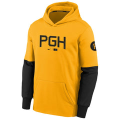 Pittsburgh Pirates Nike Youth City Connect Therma Performance Pullover Hoodie - Gold Hoodies