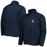 NHL Seattle Kraken Antigua Course Quarter-Zip Jacket - Heathered Deep Sea Blue