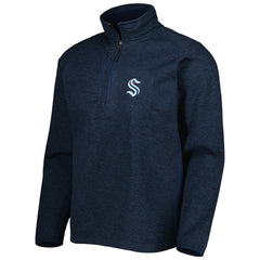 NHL Seattle Kraken Antigua Course Quarter-Zip Jacket - Heathered Deep Sea Blue