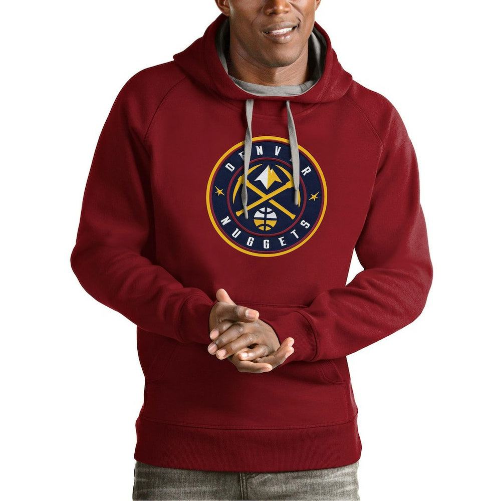 Denver Nuggets Antigua Team Logo Victory Pullover Hoodie Red