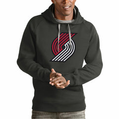 Portland Trail Blazers Antigua Team Logo Victory Pullover Hoodie Charcoal