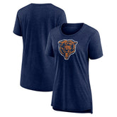 Chicago Bears Women's Throwback Team Logo Tri-Blend T-Shirt Heather Navy