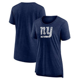 New York Giants Women's Throwback Team Logo Tri-Blend T-Shirt Heather Navy