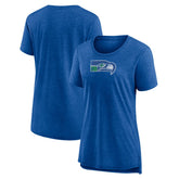Seattle Seahawks Women's Throwback Team Logo Tri-Blend T-Shirt Heather Royal