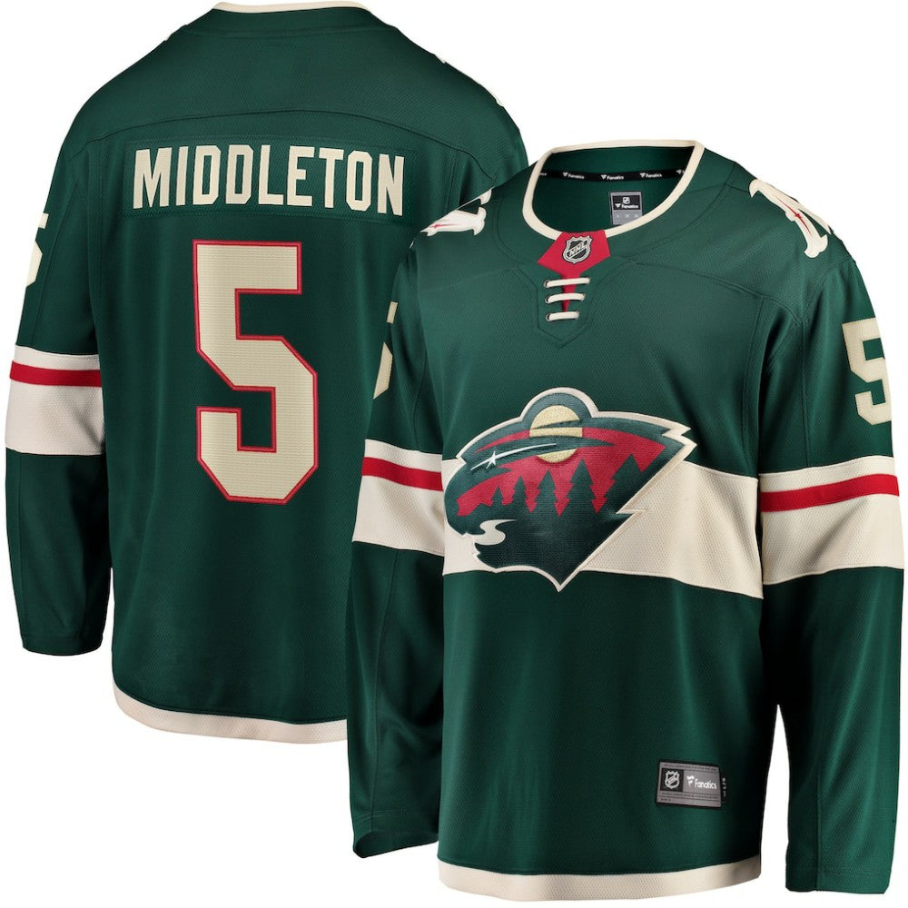 NHL Jake Middleton Minnesota Wild Fanatics Home Breakaway Player Jersey - Green