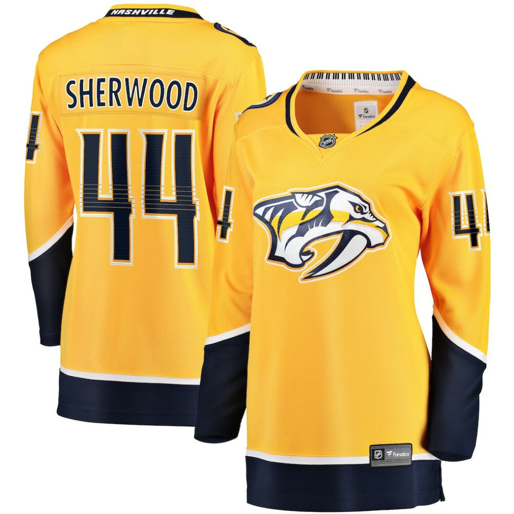 NHL Kiefer Sherwood Nashville Predators Fanatics Women's Home Breakaway Player Jersey - Gold